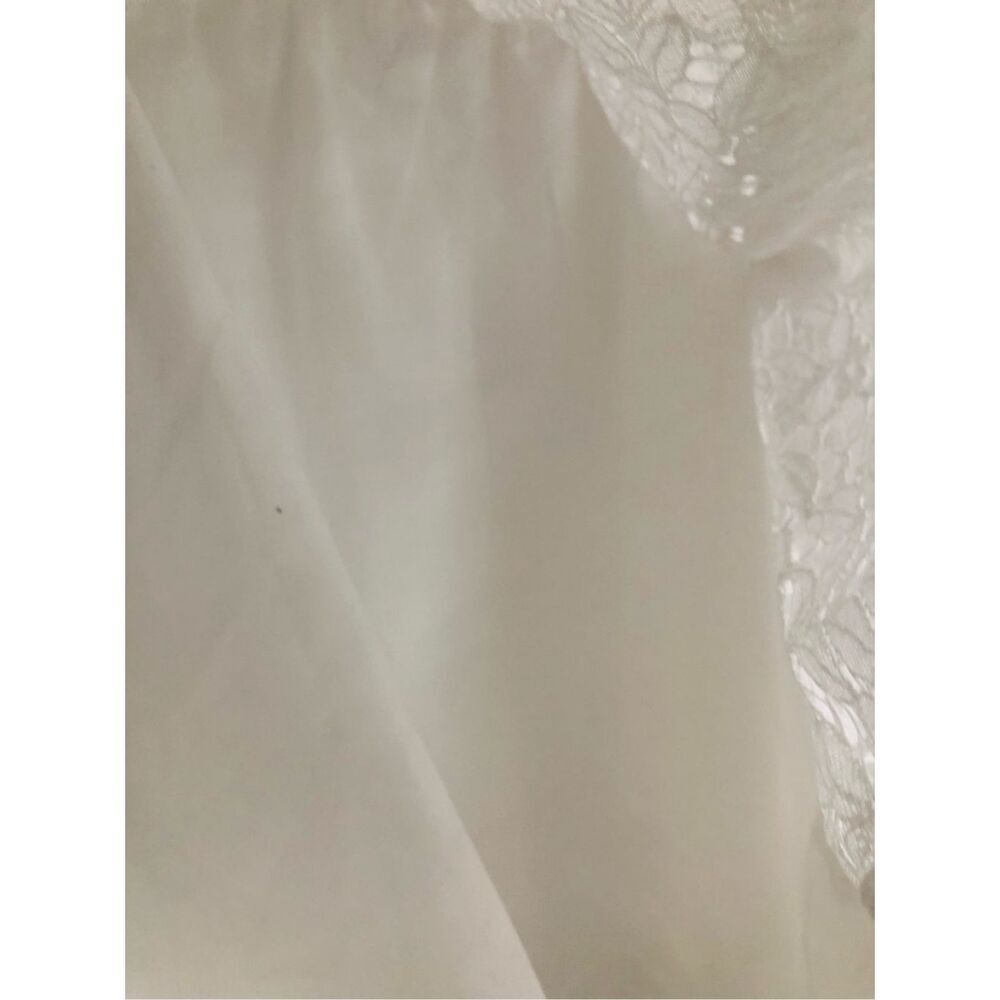 White lace C women’s dress lined size M extra back long zipper round neck - Picture 4 of 9
